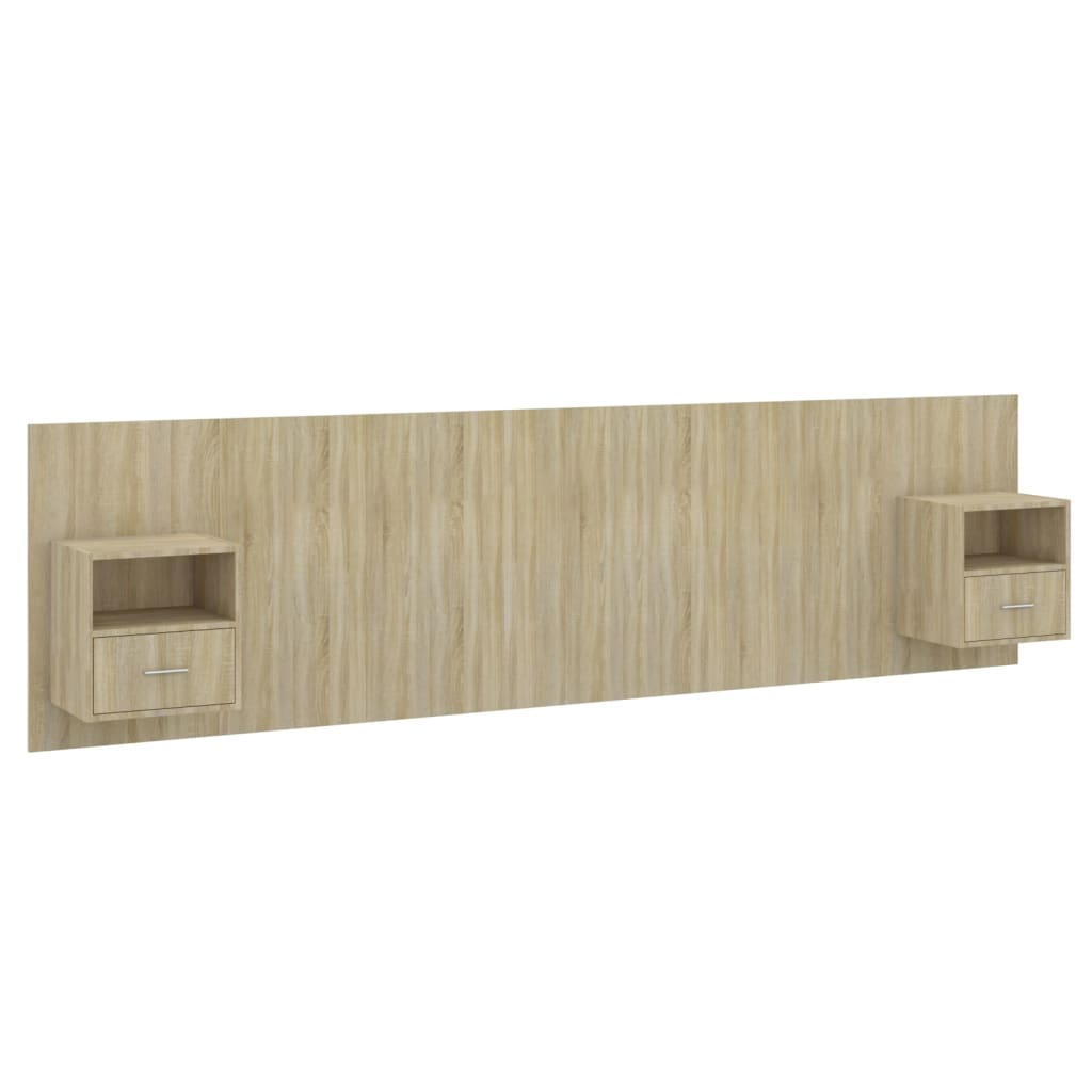 Testiera Letto con Armadietti Legno Multistrato Rovere Sonoma