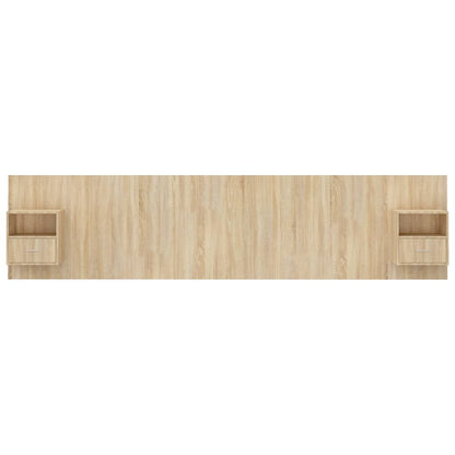 Testiera Letto con Comodini in Legno Multistrato Rovere Sonoma