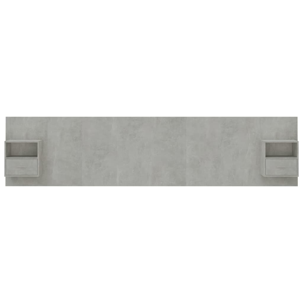 Testiera Letto con Comodini in Legno Multistrato Grigio Cemento