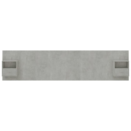 Testiera Letto con Comodini in Legno Multistrato Grigio Cemento