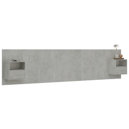 Testiera Letto con Comodini in Legno Multistrato Grigio Cemento