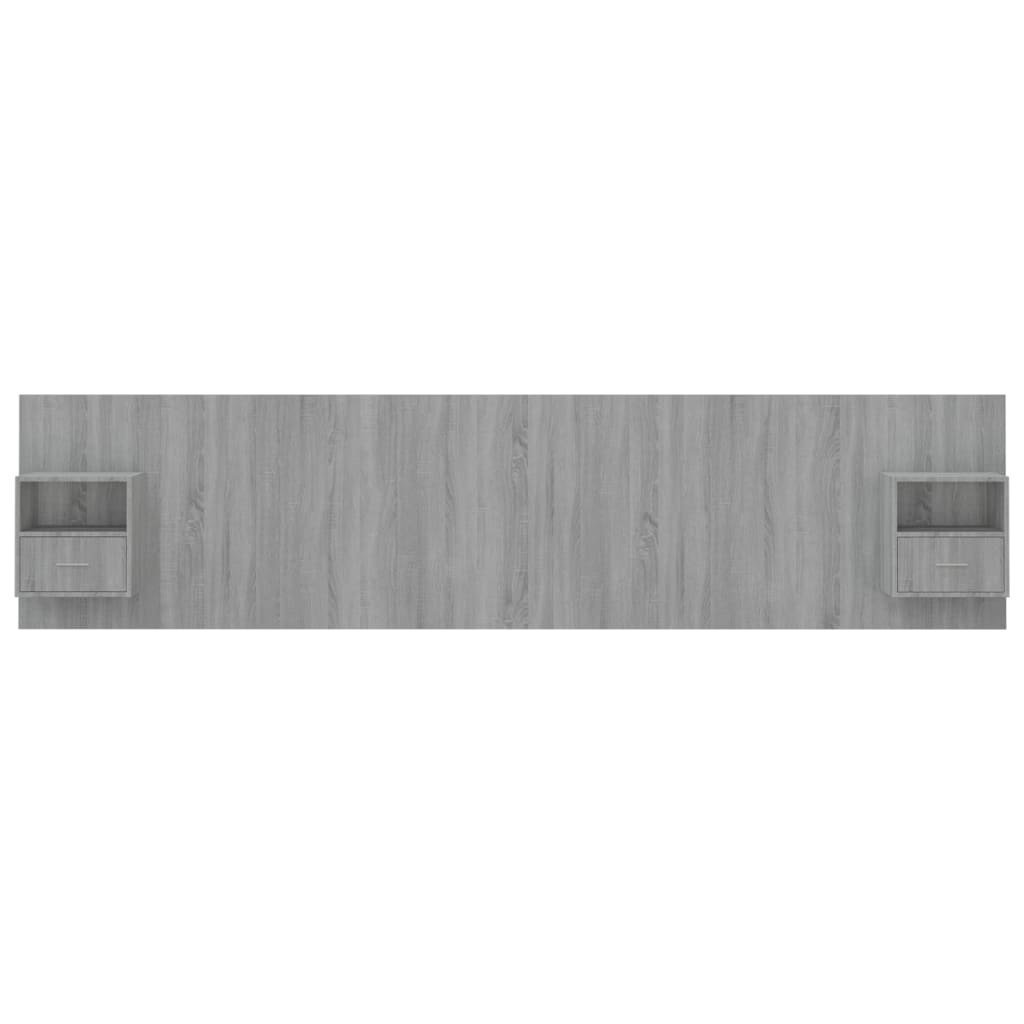 Testiera Letto con Comodini in Legno Multistrato Grigio Sonoma