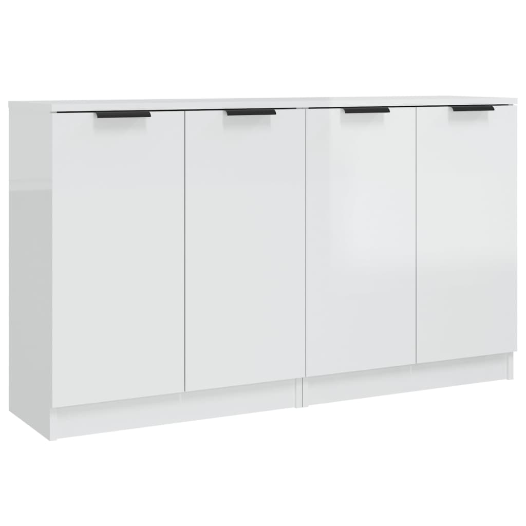 Credenze 2 pz Bianco Lucido 60x30x70 cm in Legno Multistrato