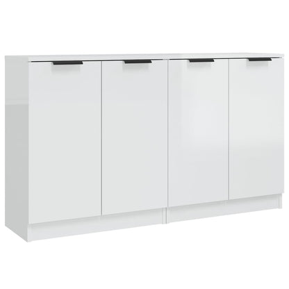 Credenze 2 pz Bianco Lucido 60x30x70 cm in Legno Multistrato
