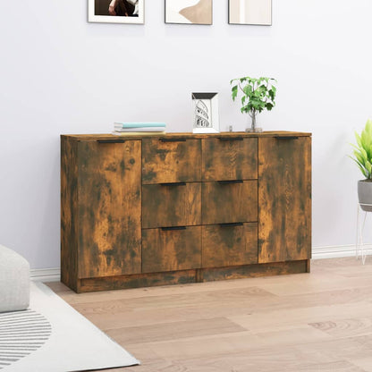 Credenze 2 pz Rovere Fumo 60x30x70 cm in Legno Multistrato