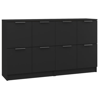 Credenze 2 pz Nere 60x30x70 cm in Legno Multistrato