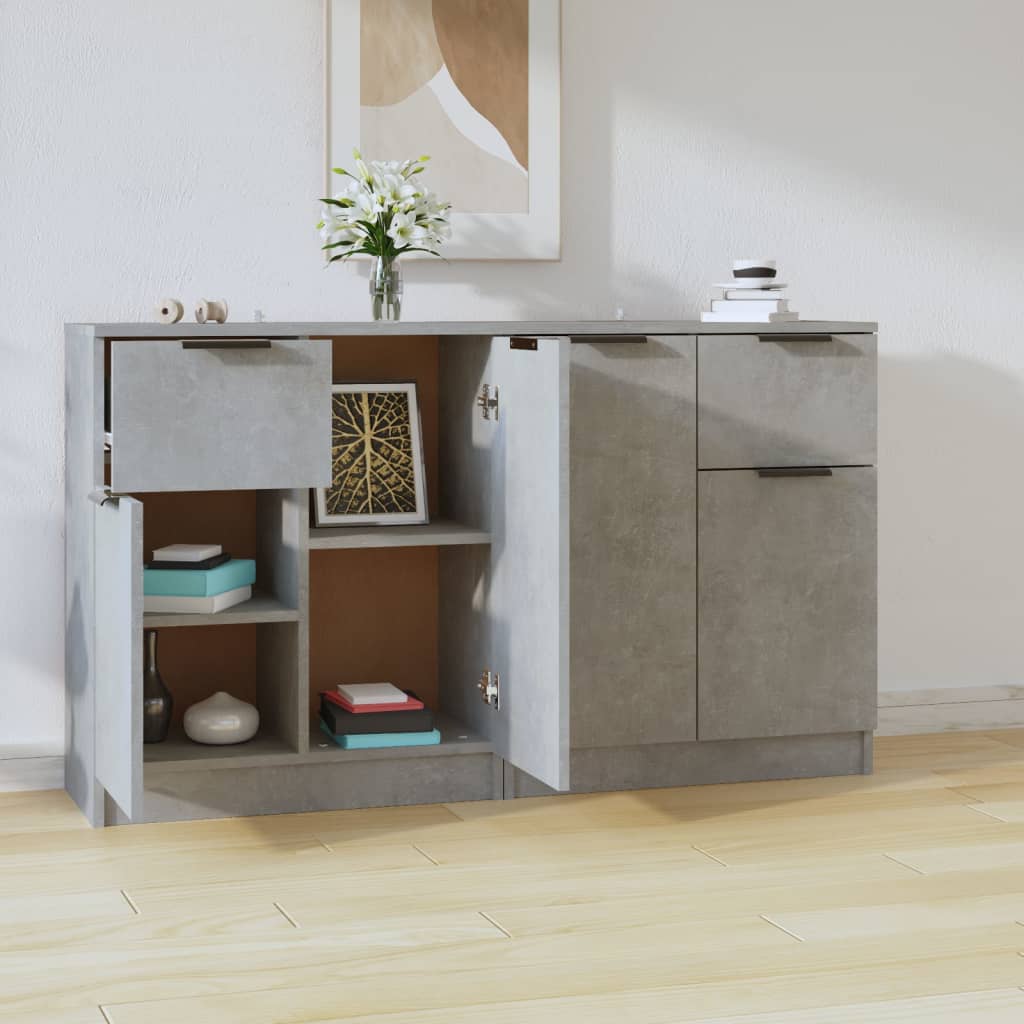 Credenze 2 pz Grigio Cemento 60x30x70 cm in Legno Multistrato
