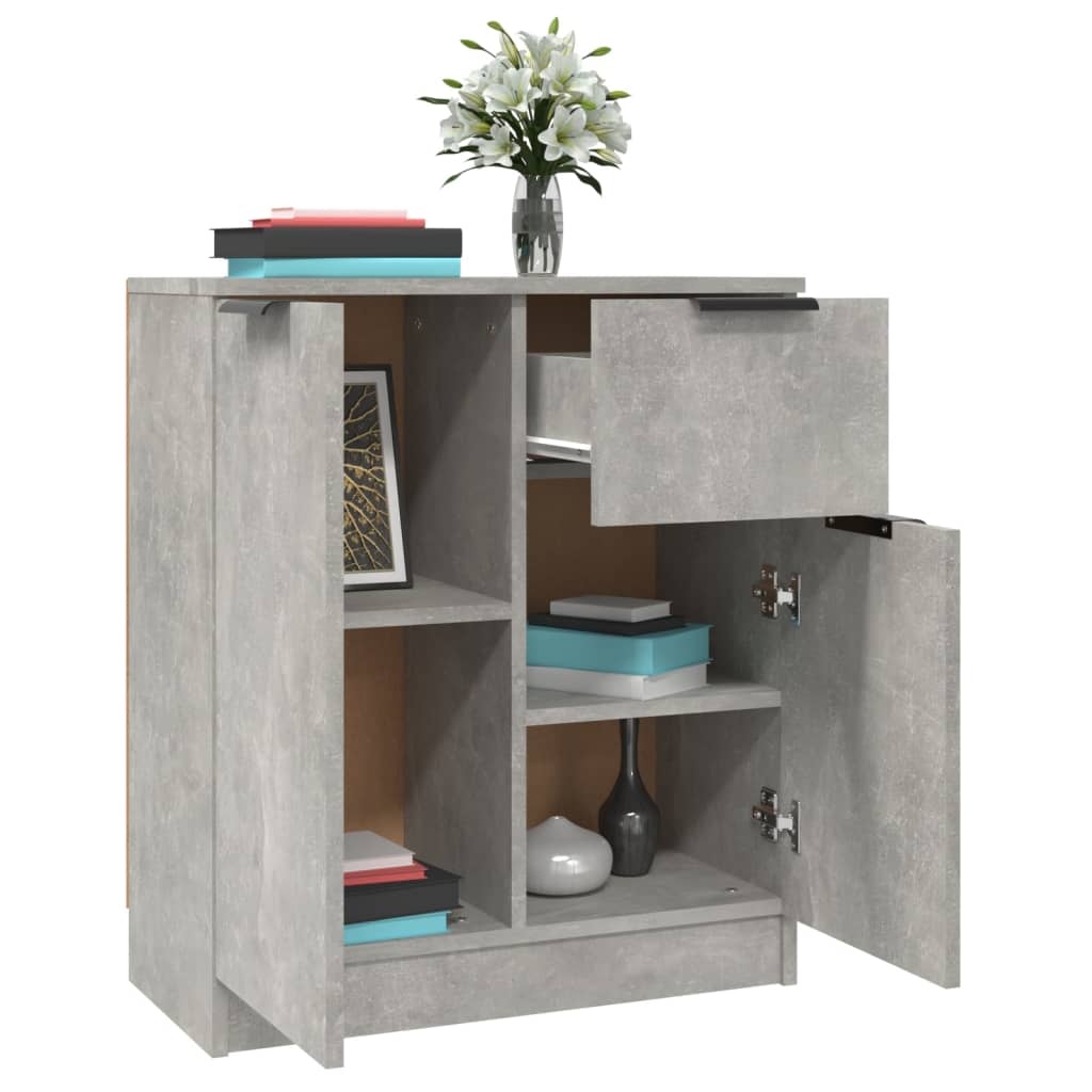 Credenze 2 pz Grigio Cemento 60x30x70 cm in Legno Multistrato