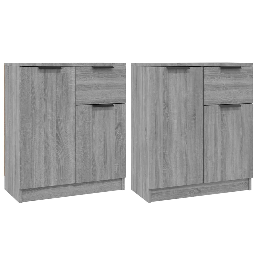 Credenze 2 pz Grigio Sonoma 60x30x70 cm in Legno Multistrato