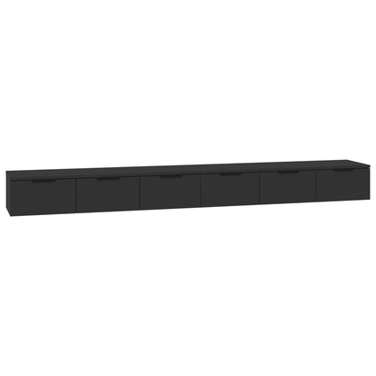 Mobili a Parete 2 pz Nero 102x30x20 cm in Legno Multistrato