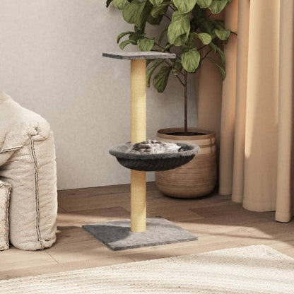 Albero per Gatti con Palo Tiragraffi Sisal Grigio Chiaro 74 cm