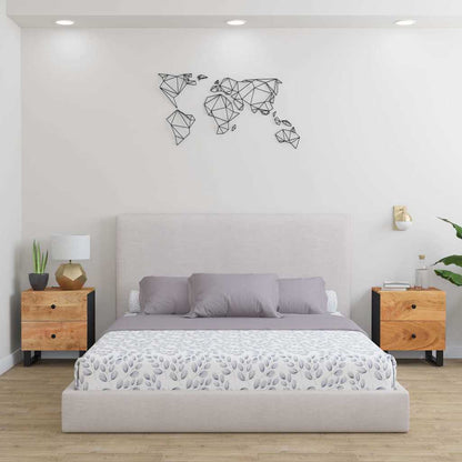 Comodini 2pz 40x33x46 cm in Legno Massello di Acacia