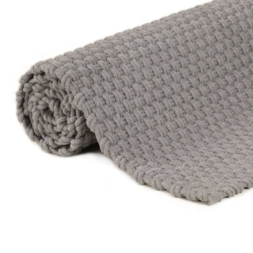 Tappeto Rettangolare Grigio 80x160 cm in Cotone