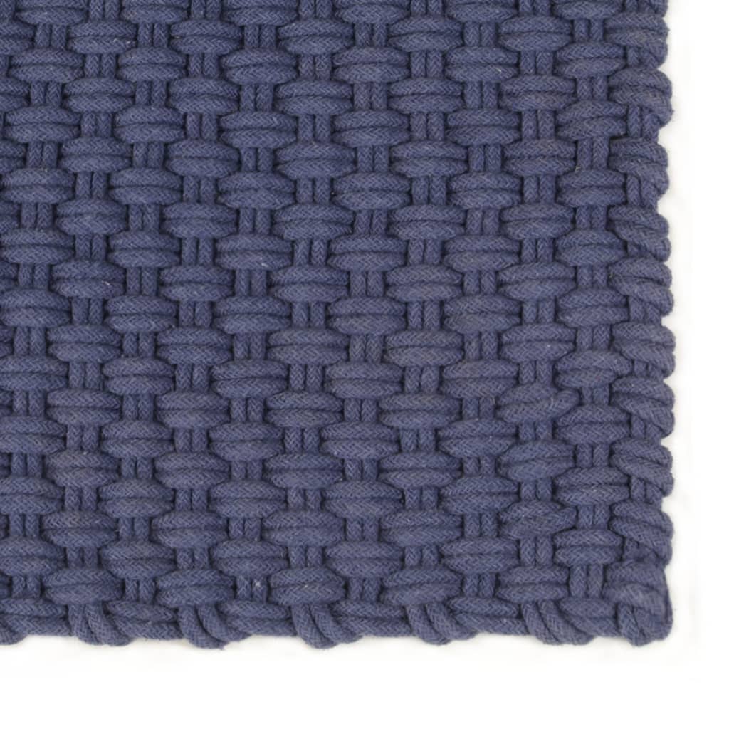 Tappeto Rettangolare Blu Marino 200x300 cm in Cotone