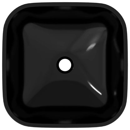 Lavandino in Vetro 42x42x14 cm Nero