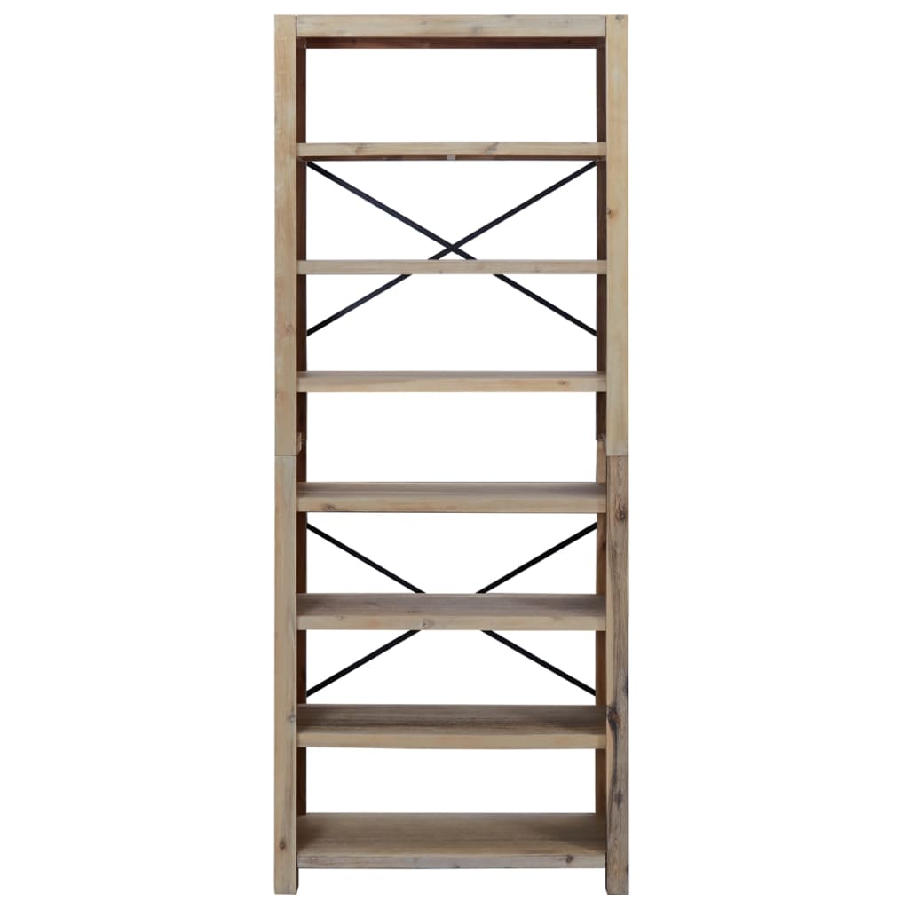 Libreria a 7 Ripiani 80x30x200 cm in Legno Massello di Acacia
