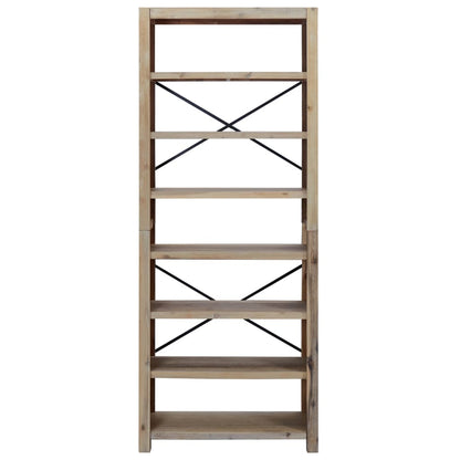 Libreria a 7 Ripiani 80x30x200 cm in Legno Massello di Acacia