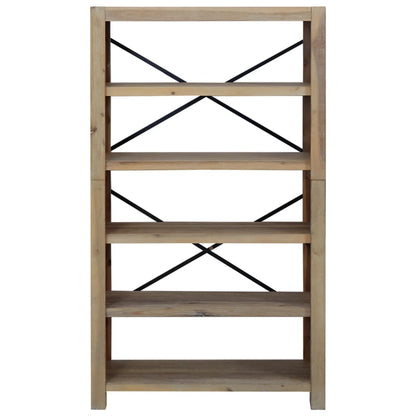Libreria a 5 Ripiani 80x30x140 cm in Legno Massello di Acacia