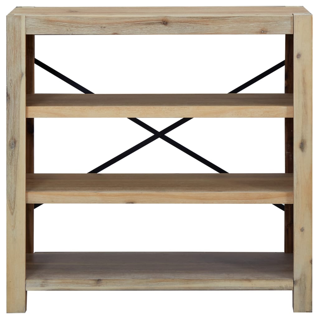 Libreria a 3 Ripiani 80x30x80 cm in Legno Massello di Acacia