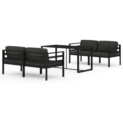 Set Divani da Giardino 5 pz con Cuscini in Alluminio Antracite