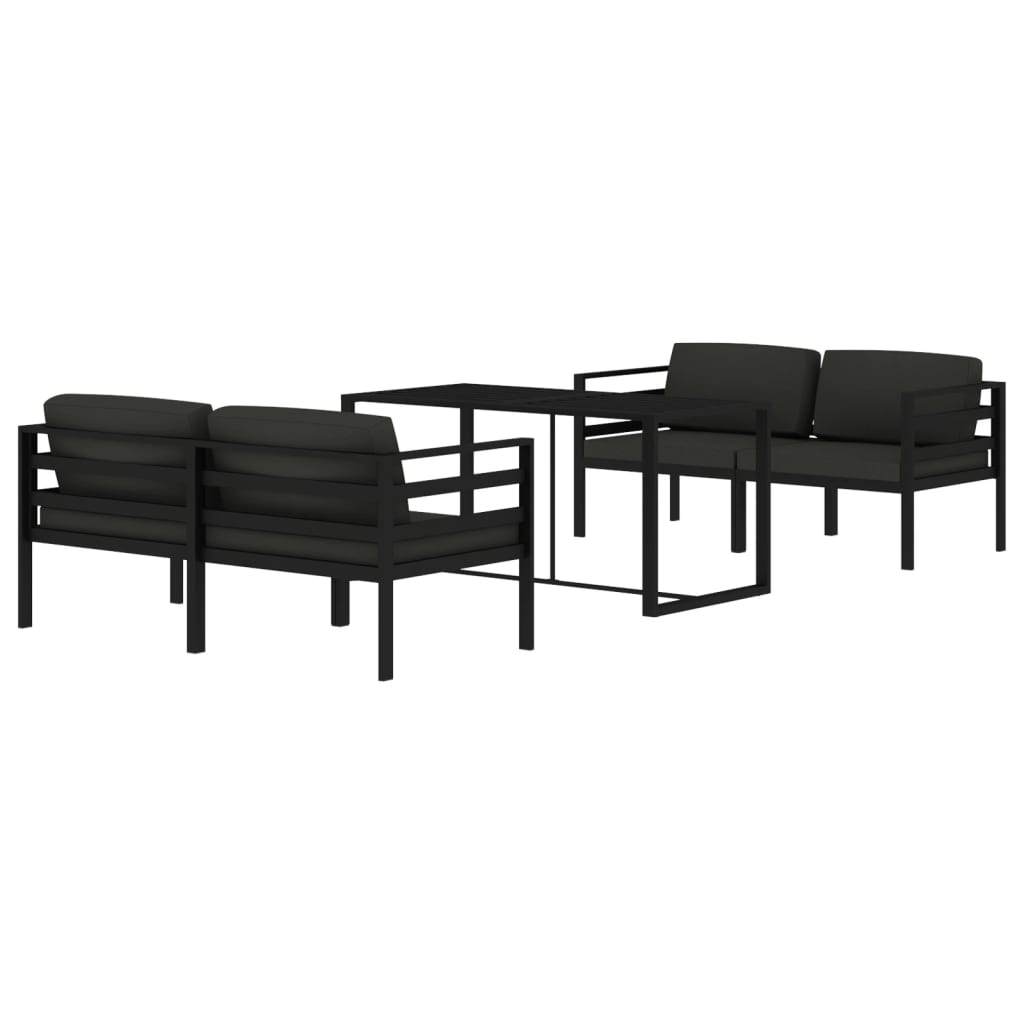 Set Divani da Giardino 5 pz con Cuscini in Alluminio Antracite
