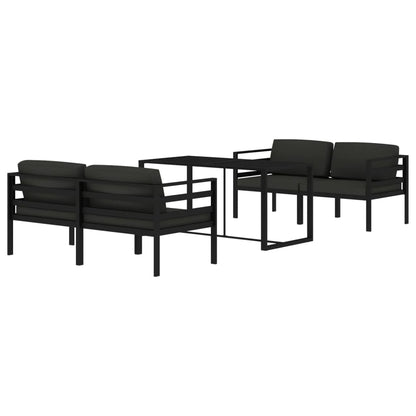 Set Divani da Giardino 5 pz con Cuscini in Alluminio Antracite