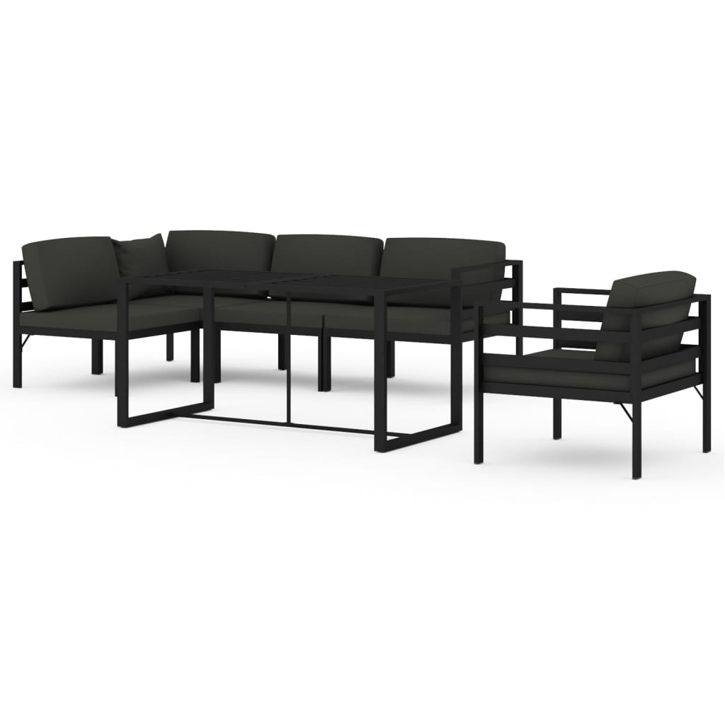 Set Divani da Giardino 6 pz con Cuscini in Alluminio Antracite