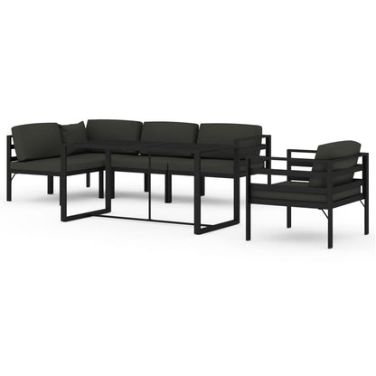 Set Divani da Giardino 6 pz con Cuscini in Alluminio Antracite