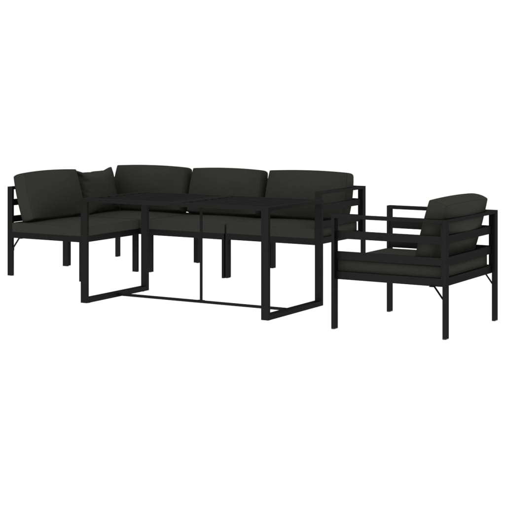 Set Divani da Giardino 6 pz con Cuscini in Alluminio Antracite
