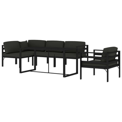 Set Divani da Giardino 6 pz con Cuscini in Alluminio Antracite