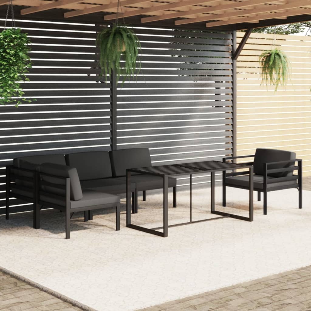 Set Divani da Giardino 6 pz con Cuscini in Alluminio Antracite