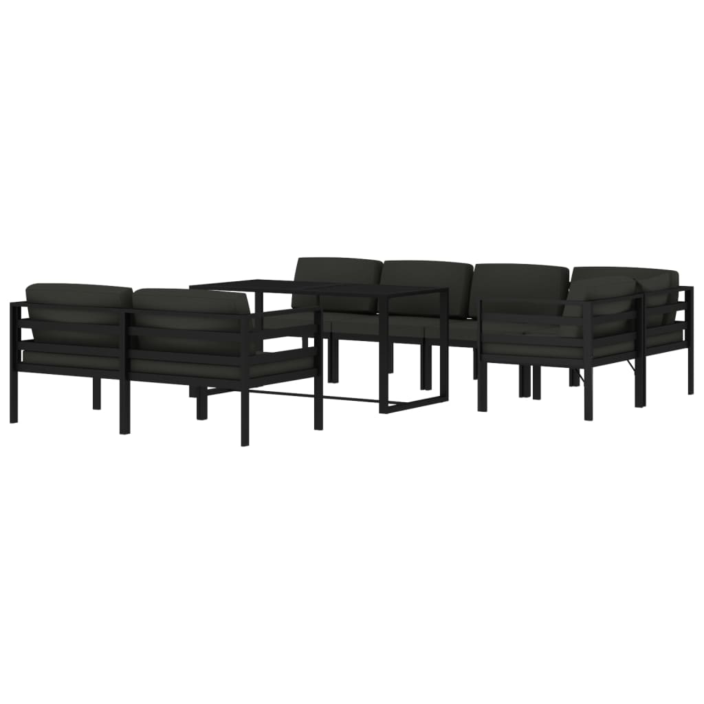 Set Divani da Giardino 8 pz con Cuscini in Alluminio Antracite