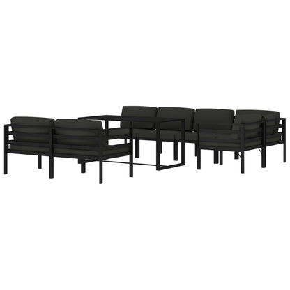 Set Divani da Giardino 8 pz con Cuscini in Alluminio Antracite