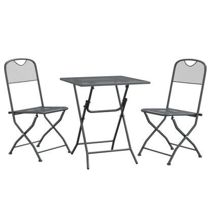 Set da Pranzo per Giardino 3pz Rete Metallica Espansa Antracite