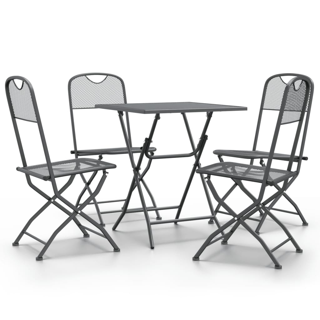 Set da Pranzo per Giardino 5pz Rete Metallica Espansa Antracite