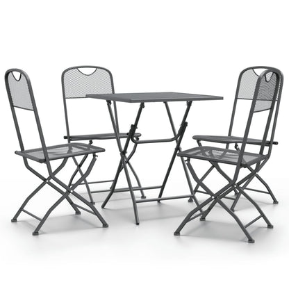 Set da Pranzo per Giardino 5pz Rete Metallica Espansa Antracite