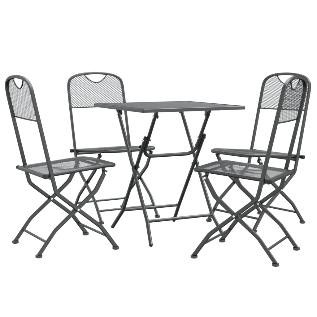 Set da Pranzo per Giardino 5pz Rete Metallica Espansa Antracite