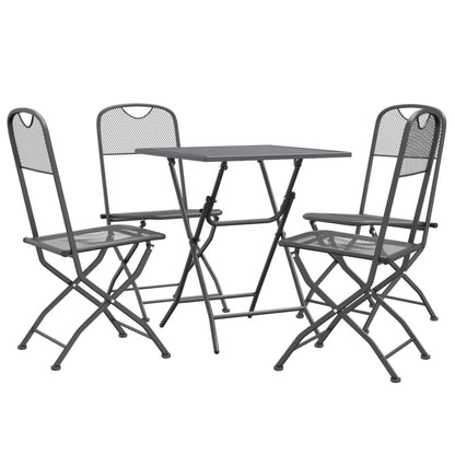Set da Pranzo per Giardino 5pz Rete Metallica Espansa Antracite