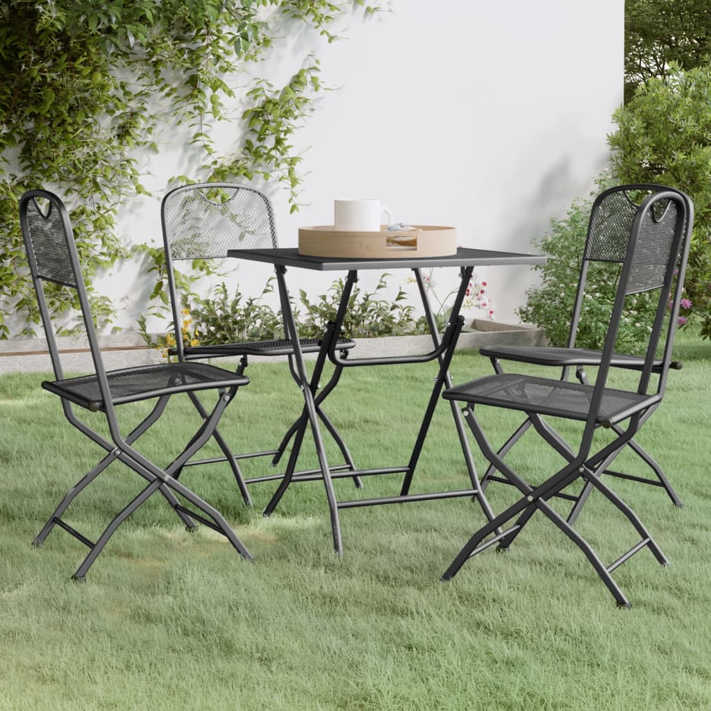 Set da Pranzo per Giardino 5pz Rete Metallica Espansa Antracite
