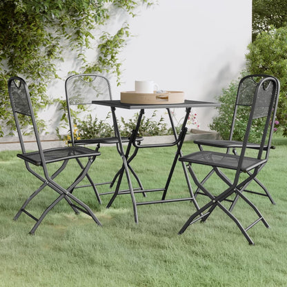 Set da Pranzo per Giardino 5pz Rete Metallica Espansa Antracite