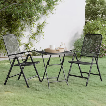 Set da Pranzo per Giardino 3pz Rete Metallica Espansa Antracite