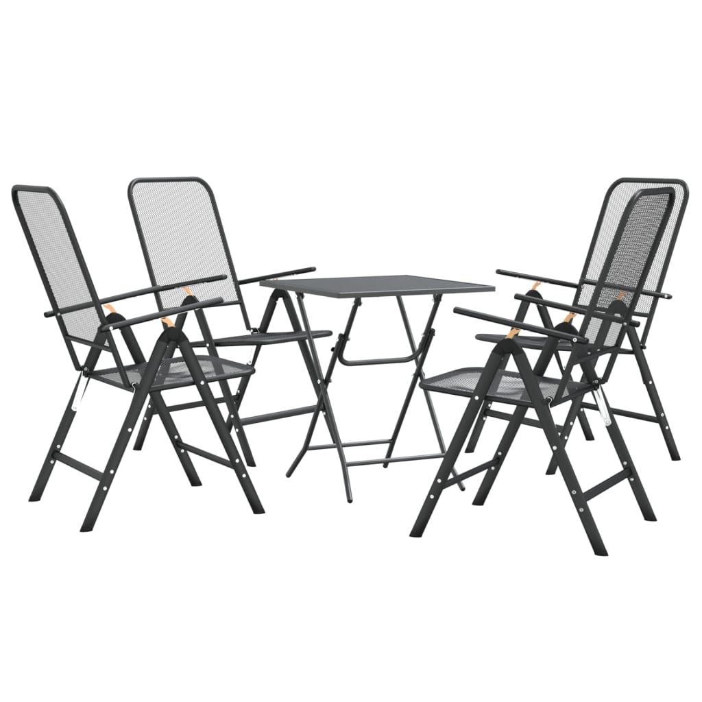 Set da Pranzo per Giardino 5pz Rete Metallica Espansa Antracite