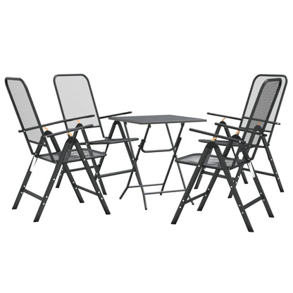 Set da Pranzo per Giardino 5pz Rete Metallica Espansa Antracite