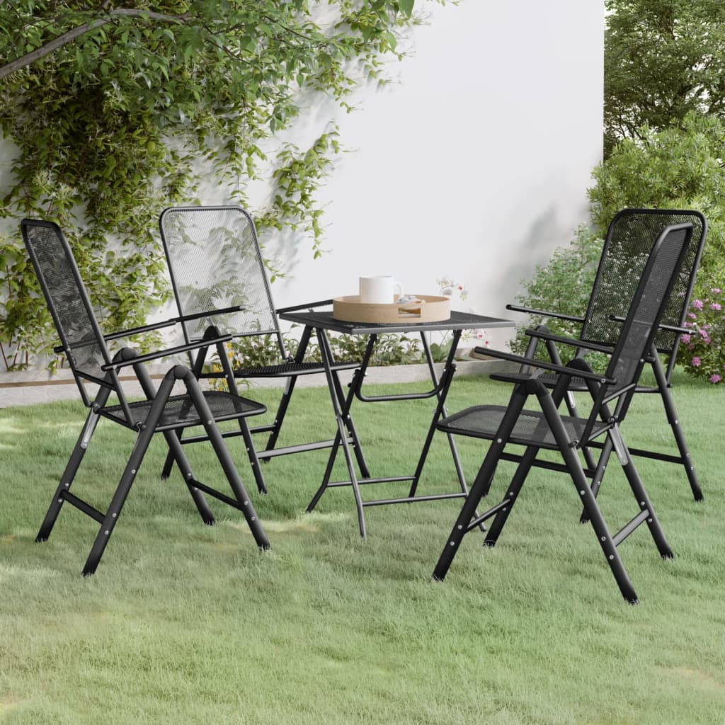 Set da Pranzo per Giardino 5pz Rete Metallica Espansa Antracite