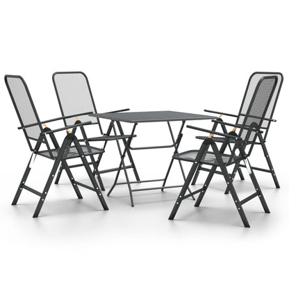 Set da Pranzo per Giardino 5pz Rete Metallica Espansa Antracite