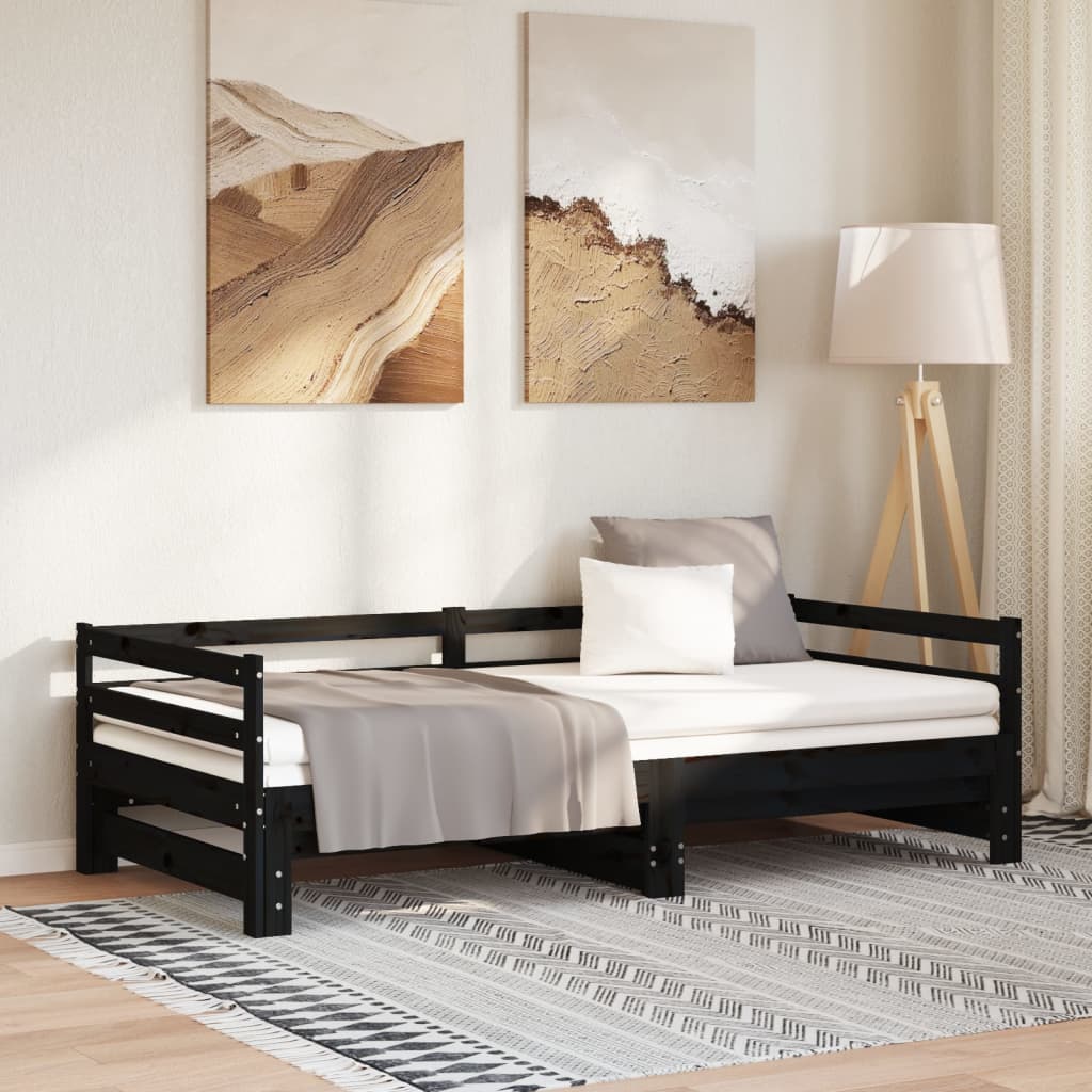 Lettino Estraibile Senza Materasso Nero 90x190 cm