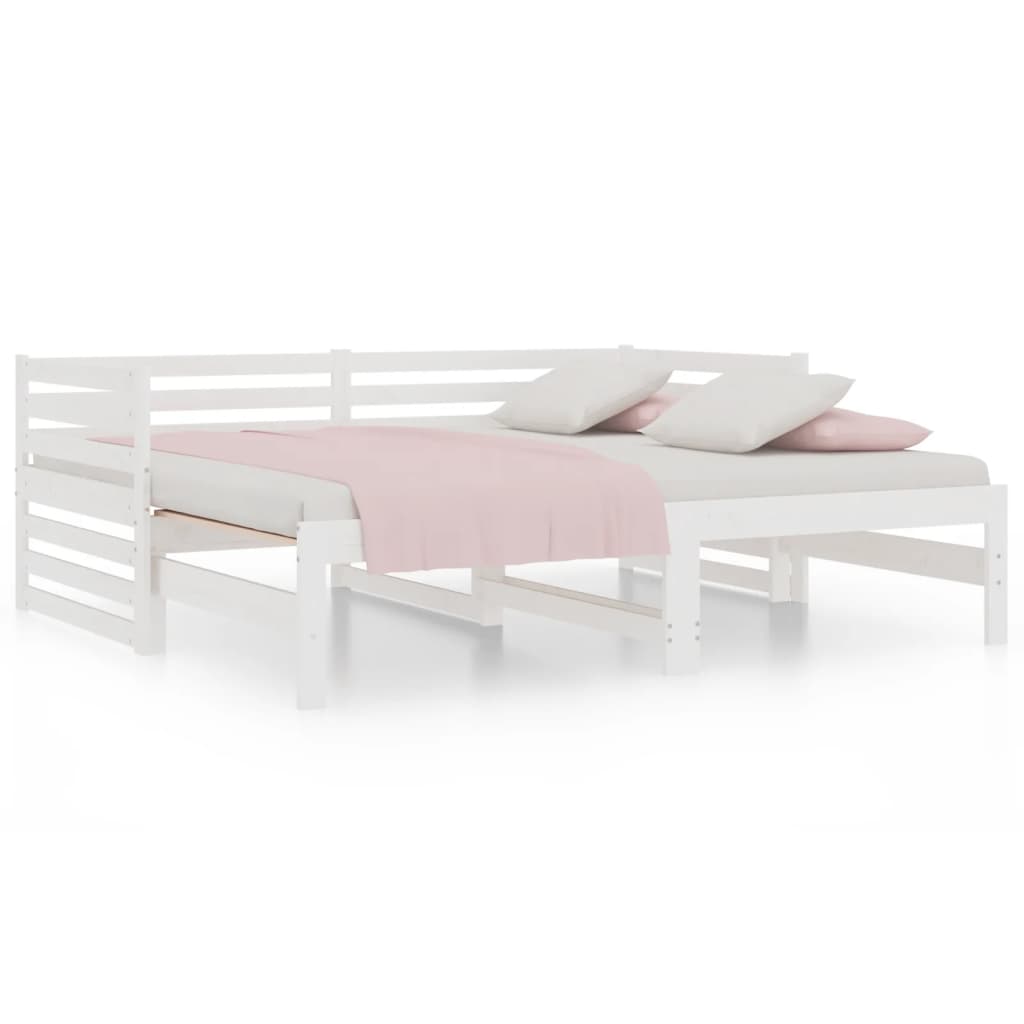 Dormeuse Estraibile Bianca 2x(90x190) cm Legno Massello di Pino