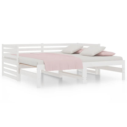 Dormeuse Estraibile Bianca 2x(90x190) cm Legno Massello di Pino