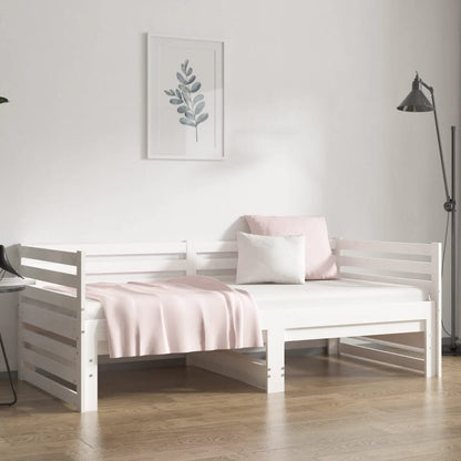 Dormeuse Estraibile Bianca 2x(90x190) cm Legno Massello di Pino