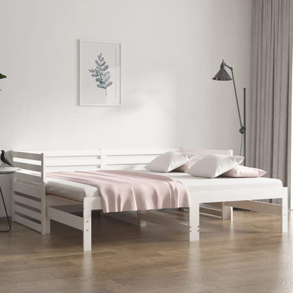 Dormeuse Estraibile Bianca 2x(90x190) cm Legno Massello di Pino